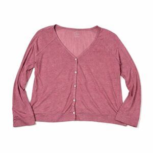 Majestic Filatures Paris Womens Linen V-Neck Cardigan Pink Knit Sweater Size 3 M